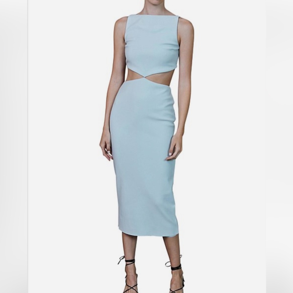 Bec & Bridge Scout Midi Cut Out Dress Pale Aqua Blue 10 Mint Blue Australia